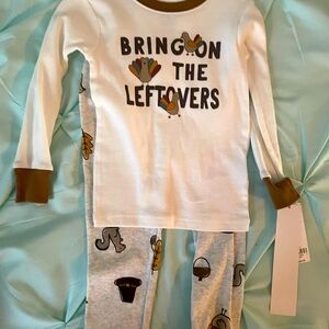 2T Toddler festive Thanksgiving Turkey pajamas sleepers set New with tags